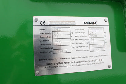 Mima mbb20 electric counterbalance stacker
