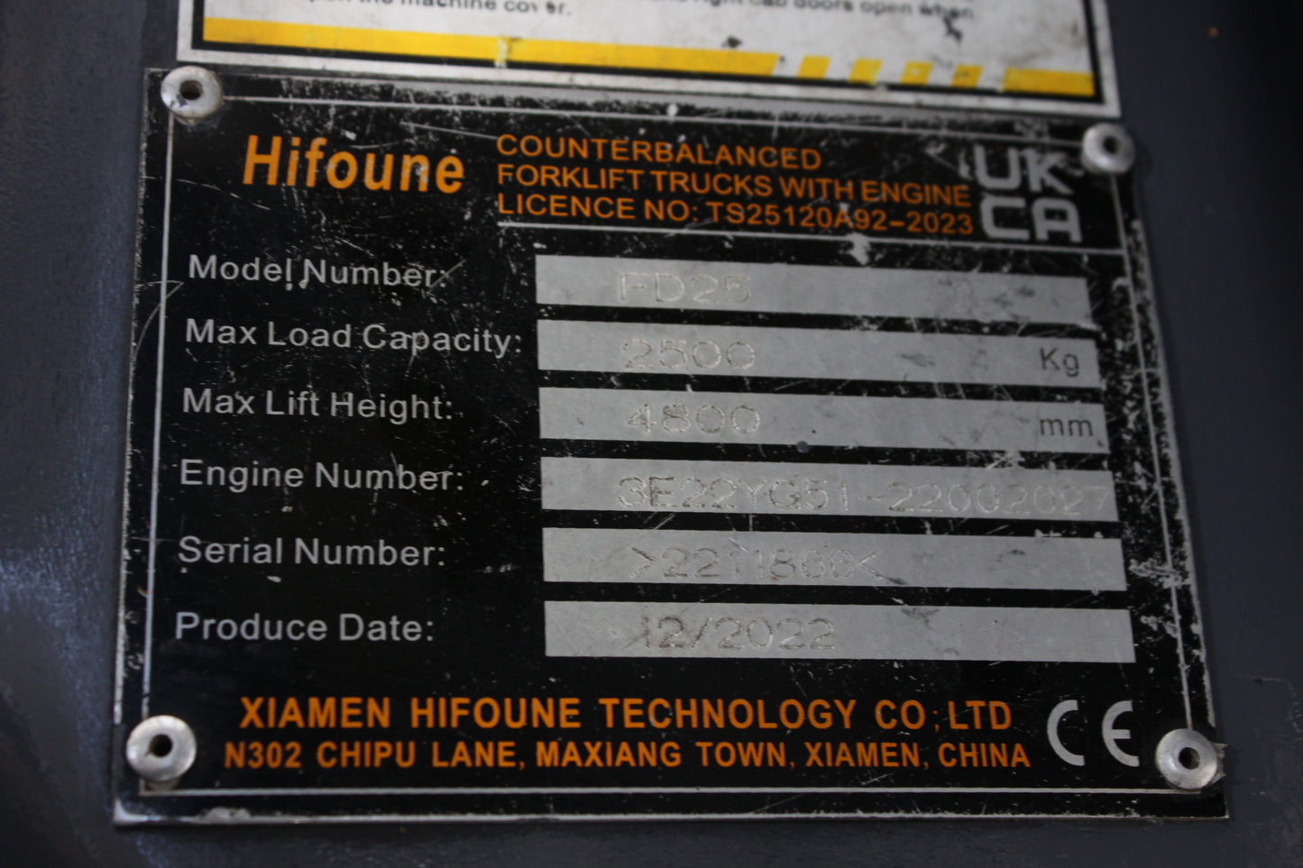 HIFOUNE FD25T – Open Cab