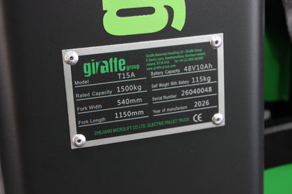 giraffe T15 Lithium 1.5T Powered Pallet truck