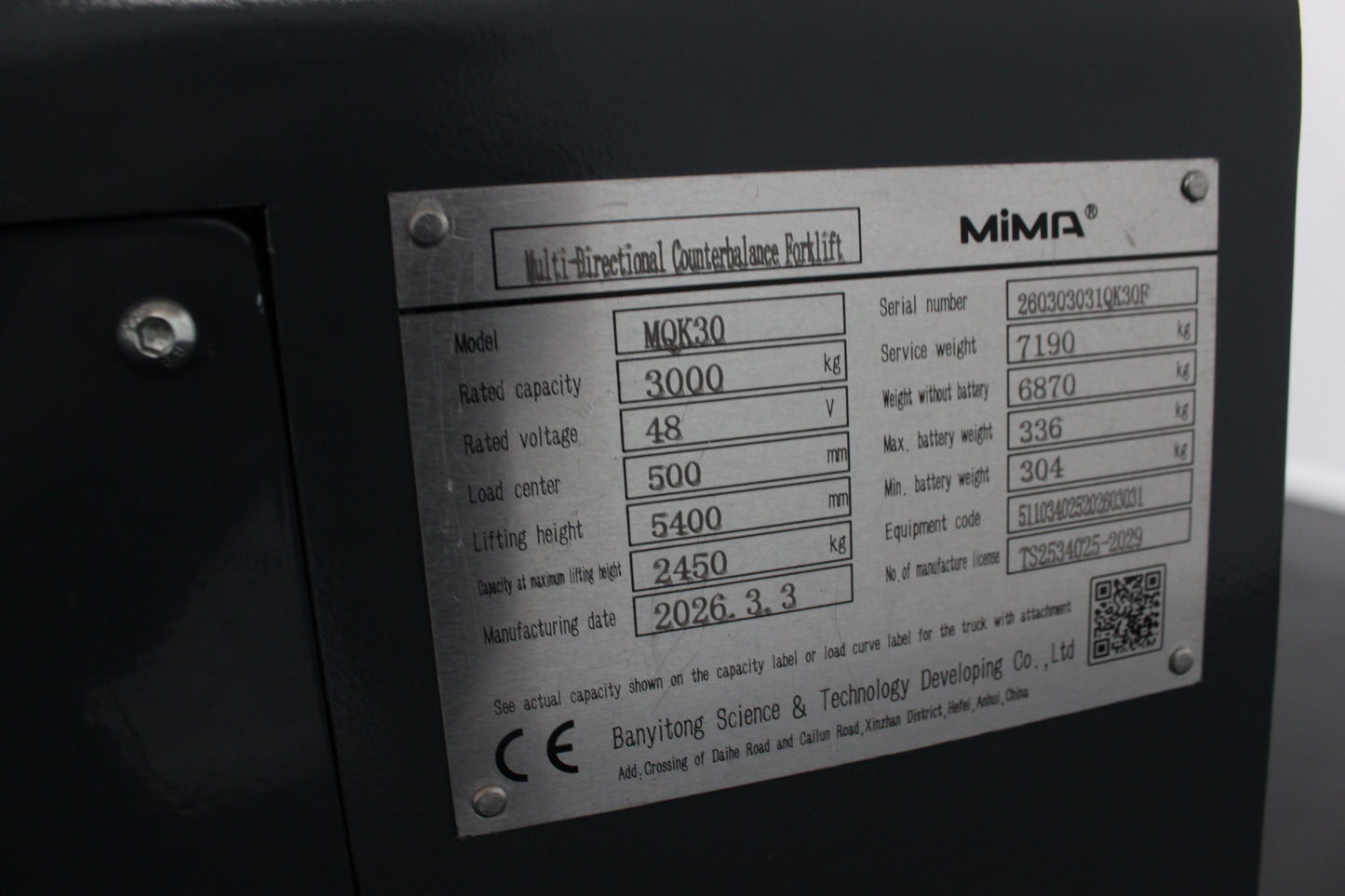 Mima mqk30 - Multidirectional counterbalance forklift