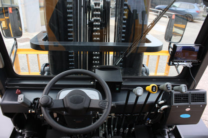 Hifoune FD10T 10T diesel forklift with full cab & rotator clamp | Triplex mast