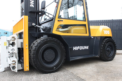 Hifoune FD10T 10T diesel forklift with full cab & rotator clamp | Triplex mast