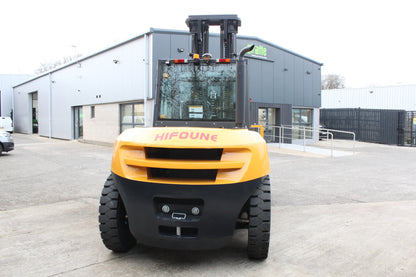 Hifoune FD10T 10T diesel forklift with full cab & rotator clamp | Triplex mast