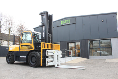 Hifoune FD10T 10T diesel forklift with full cab & rotator clamp | Triplex mast